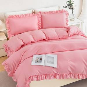 lot 14467 image: ZSYAYAHA Full Size Ruffled Duvet Cover Set Pink Bedding Cover Sets for Girls 3 Pieces Vintage Country Kids Duvet Cover Sets with Ruffle Layers Decor(Pink, Full)