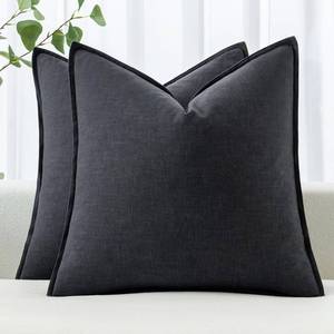 lot 14468 image: MIULEE Decorative Linen Pillow Covers 18x18 Inch Dark Gray Boho Farmhouse Neutral Couch Throw Pillows for Bed Pack of 2 Accent Modern Pillowcase Sofa Livingroom Home Decor