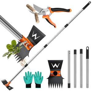 lot 14484 image: Garden Hoe and Weed Puller Tool with Long Handle, 60 Inch,Manual Weed Remover Tool, 3-in-1 Weed Rake and Grabber and Pruning Shears, Dandelion Gardenia Heavy Duty Uprooting Tool for Yard, Lawn and Garden