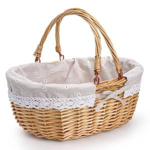 lot 15293 image: Dicunoy Wicker Picnic Basket with Handle, Large Empty Gift Basket to Fill, Open Top Market Harvest Baskets for Garden, Fruit, Candy, Wine, Easter Egg Gathering, Wedding, Vegetables