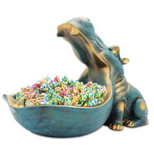 lot 15298 image: aboxoo Hippo Statue,Large Hippopotamus Figurine Home Sculpture with Resin, Hippo Candy Jar, Candy Dish Bowl for Office Desk, Key Bowl for Entryway Table,Container Storage Art Decor Box(Dark Blue)