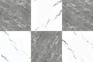 lot 15303 image: 30-Pack Peel and Stick Vinyl Floor Tile Polish 12in x 12in, Self Adhesive Flooring Planks for Bathroom, Renters, Kitchen, Dark GreyandWhite Marble (15 per Color)