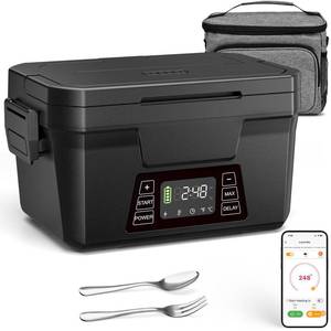 lot 15306 image: Carsolt Cordless Electric Lunch Box for Adults, 1.2L Rechargeable Heated Lunch Box for Men with APP Control, Portable Self-Heating Food Warmer with Scheduled Automatic Heating, Max 248°F