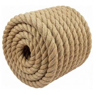 lot 15308 image: Natural Jute Rope Thick Hemp Rope (1.5 Inch x 50 Feet) Twisted Manila for Deck Railings, Swing Bed, Tug of War, Docks, Nautical, Decorating