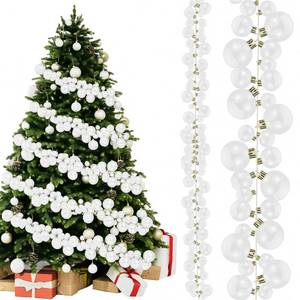 lot 15316 image: Geetery 29.5 Ft350 Christmas Ball Garland Ball Ornament 3 Size Combo Christmas Bauble Garland Xmas Tree Bulb Decorations for Xmas Fireplace Party Indoor Outdoor Home Office Large Areas(White)