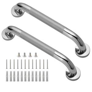 lot 16000 image: Rockgoya Shower Grab Bar, 2 Pack 12 Inch Bathroom Grab Bar, 304 Stainless Steel 1.25in Diameter Anti-Slip Handicap Grab Bar Support Shower Rail Senior Handrail Shower Safety Bar Handle
