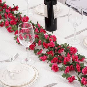 lot 16009 image: Beksodi 5 Pcs 41FT Flower Garland, Artificial Rose Garland Flowers Plants Fake Flower Hanging Rose Ivy, Birthday Party Valentinefts Day Wedding Wall Arch DecorRed