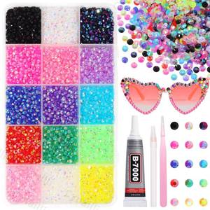 lot 16011 image: 9000Pcs Rhinestones for Bedazzling, 4mm Bedazzler Kit with Flatback Rhinestones, Multicolor Flatback Resin Jelly Gems for Crafting Book Crafts Clothing Shoes Fabric Nail Art Makeup