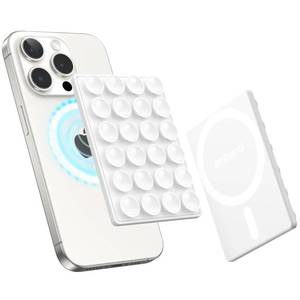 lot 16014 image: amBand Magnetic Suction Mirror Window Phone Holder, Sticky Grip Double Sided Mount for iPhone, Gym Bathroom Kitchen, Hands-Free for Makeup FaceTime Shower Viewing with MagSafe Accessories, Frost White