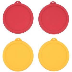 lot 16460 image: Kiicii 2 Cup Round Silicone Storage Cover Lids Replacement for Anchor Hocking and Pyrex 7200-PC Glass Bowls (Container not Included) (Red and Orange) 4 Pack