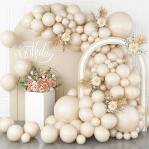 lot 16464 image: White Sand Balloons, 113Pcs Different Sizes Cream Beige Balloon Garland Arch Kit 1812105 Inch, Matte Retro Neutral Sand White Latex Helium Balloons for Birthday Wedding Anniversary Party Decoration