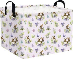 lot 16477 image: FXOCSHE Rectangular Cute Easter basket,Easter basket empty,Storage Basket for baby Bedroom,Toy Gift Organizerm,Kids Storage Bin,Gift baskets,Easters Home Decor(Purple Easter egg)