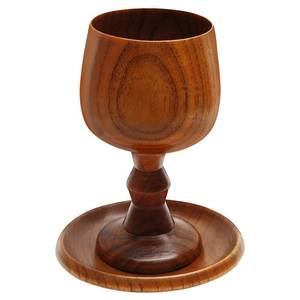 lot 16486 image: TALPGOD Handmade Wooden Communion Chalice Cup with Tray � Vintage Goblet Wine Cup for Christian Church Ceremony (5.1 Inches)