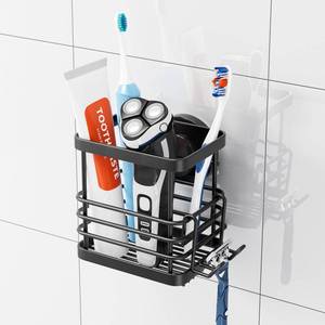 lot 16490 image: TAILI Patented Suction Cup Toothbrush Holder, Stainless Steel Anti-Puddling Shower Toothbrush Holder, No Drilling Removable Organizer for Bathroom Toothpaste, Razor, Kitchen and Office Items, Black