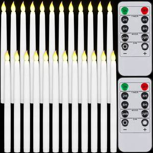lot 18145 image: Tuanse 24 Pack Flameless Taper Candles with Remote and Timer, 11in Flickering 3D LED Battery Operated Window Candlesticks, Dimmable for Wedding Table Centerpieces Home Valentine�s Decor(White)