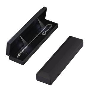 lot 18146 image: LETURE Long Chain Necklace Jewelry Gift Box Case with LED Light, Elegant Velvet Necklace Pendant Bracelet Box for Jewelry Display Wedding Engagment Valentinefts Day (Black)