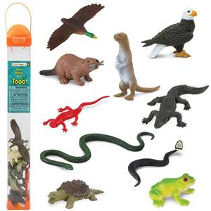 lot 18162 image: Safari Ltd. River Ecosystem TOOB - Figurines of Bald Eagle, Beaver, Alligator and More - Fun Educational Play Toy for Boys, Girls and Kids Ages 3
