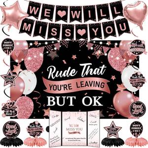lot 18165 image: Holkcog Rude That YouftRe Leaving But Ok Banner, Farewell Party Decorations for Women, Going Away Gifts Signing Guestbooks Cards With Black Pink Glitter Perfect for Office Coworker Goodbye Party Decor