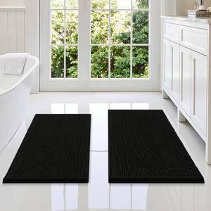 lot 18167 image: Smiry Bathroom Rugs Sets 2 Piece, Soft Absorbent Chenille Machine Washable Non Slip Shaggy Bath Rug Set for Tub, Shower, and Floor (34x2130x20, Black)