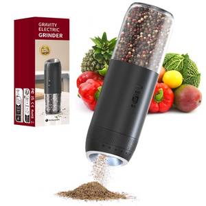 lot 18184 image: Gravity Electric Salt and Pepper Grinder Set Rechargeable, External Adjustable Coarseness, Automatic Salt and Pepper Shakers Mill with LED Light, 6oz176ml Large Capacity, House Warming Gifts (1 Pack)