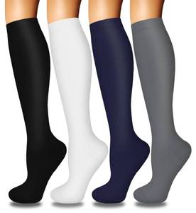 lot 18209 image: 4 Pairs Compression Socks for men women Circulation-Best Support for Nurses,Running,Athletic,Travel ,Golf ,Volleyball ,Tennis,Softball Walking ,Gifts Calf sock Navy Blue S-M