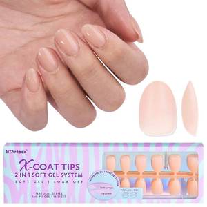 lot 18218 image: BTArtbox 160pcs Almond Plastic False Nails, Extra Short with Primer Cover, Jelly XCOATTIPS, 16 Sizes, Full Well Tips, Pressure Comfortable Wear, Last 28 Days, Ideal Gift
