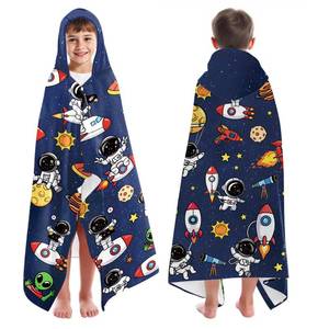 lot 18233 image: INXENG Space Hooded Kids Bath Towels - Space Hooded Towel for Kids, Soft Lightweight Kid Boys Bath Towel for Swim Beach Pool, Boys Towels with Hood, 50in x 30in, Coral Fleece