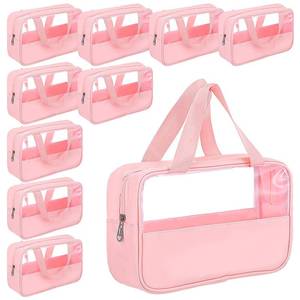 lot 18238 image: Limbeuuu 10 Pcs Translucent Make up Bag Toiletry Organizer for Women Men Waterproof Portable Cosmetic Travel Bag with Hanging Handles Travel Storage Carry Pouch, 10.2 x 6.3 x 2.8 Inches