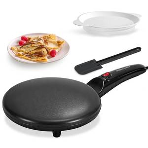 lot 19001 image: Crepe Maker Electric, 8in Crepe Pan Nonstick with Batter Spreader and Dipping Tray, 800W Quick Heat-Up and Auto Temperature Control for Perfect Pancakes, PFOA and BPA Free, Easy Clean Portable Griddle