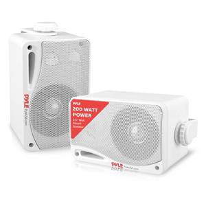 lot 19004 image: Pyle Outdoor Waterproof Wireless Bluetooth Speaker - 3.5 Inch Pair 3-way Active Passive Weatherproof Wall, Ceiling Mount Dual Speakers System w Heavy Duty Grill, Patio, Indoor Use -PDWR42WBT (White)
