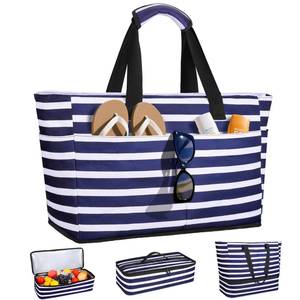 lot 19011 image: ISEYOU Beach Bag with Cooler, 49L Large Family Beach Tote with Zipper, Waterproof Sandproof Beach Bags for Women and Men, Foldable Lightweight Travel Bag for Pool, Picnic, Gym