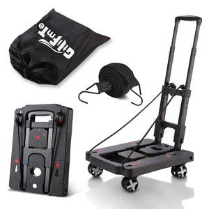 lot 19025 image: Folding Hand Truck Lightweight Hand Truck Dolly Foldable,Luggage cart with 4 Rotate Wheels, Utility Cart with Adjustable Handle,Collapsible Dolly for Moving (Cosmetic Damage)