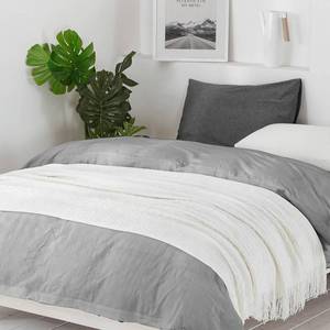 lot 19039 image: BOURINA Off White Throw Blanket 50 x90 Inches Throw Textured Solid Soft Sofa Throw Bed Runner Couch Cover Knitted Decorative Blanket Bed Runner