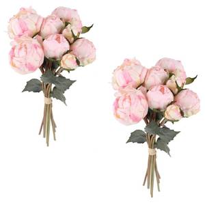 lot 19042 image: ICBOX Pink Peonies Artificial Flowers 2 Bouquets Vintage Peonies 18pcs Pink Peonies with Single Long Stems Silk Flowers for Wedding Decoration Bride Bouquet Flowers Crafts Floral Arrangement (Pink)