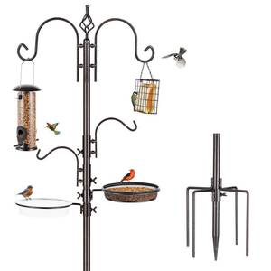 lot 19050 image: Deluxe Bird Feeding Station Kit With Multi Feeder Hanging Pole, Metal Suet Feeder, Bird Bath, Mesh Tray for Attracting Wild Birds and Planter Hanger (1 Pack)