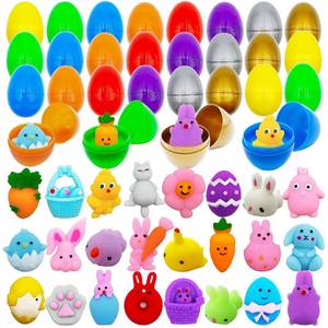 lot 19058 image: 24 Pack Easter Mochi Squishy Toys Filled Easter Eggs, Plastic Easter Eggs Filled with Easter Squishy Toys for Eggs Hunt, Gifts for Kids Boys Girls Party Favors, Easter Basket Stuffers
