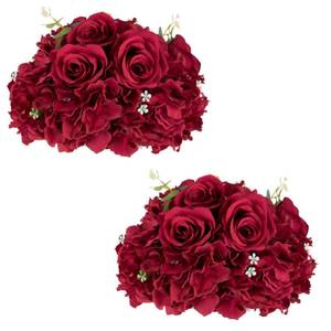 lot 19063 image: NUPTIO Flower Balls for Centerpieces Wedding 2 Pcs 11.8 inch Diameter Artificial Flower Ball Arrangement Bouquet Centerpiece for Tables - Burgundy Fake Rose Flowers for Wedding Decor