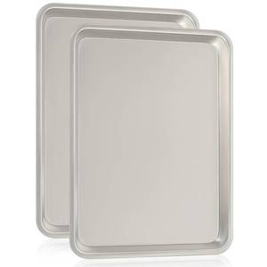 lot 19069 image: Commercial Quality Baking Sheet Pan Set, Natural Aluminum Cookie Sheet, Umite Chef Encapsulated Galvanized Steel Rim Warp Resistant Bakerfts Quarter Sheet Pan, Cookie Tray Pans for Baking, Roasting