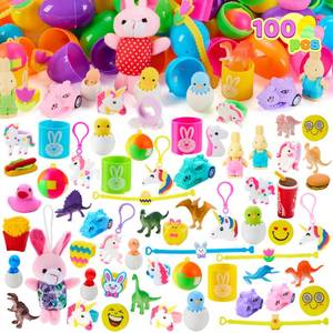 lot 19071 image: JOYIN 100 Pcs Prefilled Easter Eggs with Toys Plus Stickers, Filled with Toys Party Favors for Kids Boys Girls Easter Eggs Hunt, Basket Stuffers Fillers, Classroom Prize Supplies