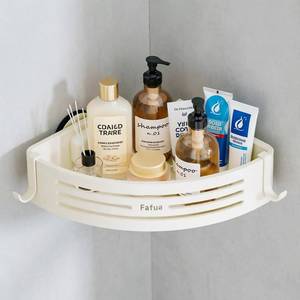 lot 19084 image: Fafua Corner Shower Caddy Suction Cup, No-Drilling Hanging Shower Shelves with Hooks, Waterproof and Rustproof Removable Shower Organizer for Bathroom Storage