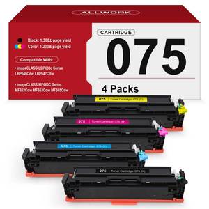 lot 19088 image: 075 Toner Cartridge Compatible Replacement for Canon 075 075H Toner Cartridge Set Works for Canon Color imageclass MF665cdw MF662Cdw MF663Cdw LBP646Cdw LBP647Cdw LBP640 MF660 Series Printer, 4 Pack