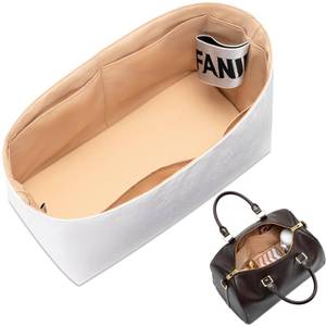 lot 20282 image: FANJI Project Handbag Organizer Insert for LV Speedy 30, Custom Fit Inside Premium Vanile Lightweight WaterResistant Purse Insert with Cup Holder Accessories