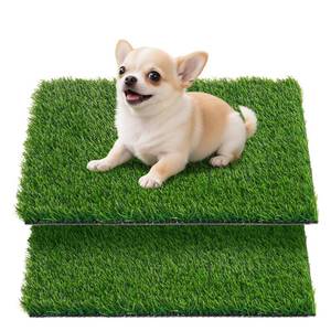 lot 20287 image: Oiyeefo Artificial Pee Grass Pad for Dogs, Fake Grass Replacement Pads for Dog Potty Tray Training Pet Turf, Indoor and Outdoor Mat- 2 Packs (14in x 18in)