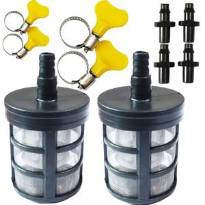 lot 20295 image: Caoncctg 2 Pcs Household Hose Filters Stainless Steel Encryption Hose Strainer with 4 Pipe Clamps 4 Pcs 14 Inch Tube Connectors for Sprayers Car Washers, Pumps