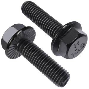 lot 20296 image: VGBUY M6-1.0 x 25mm Flanged Hex Head Bolts,External Flange Hex Drive Screws,Class 10.9 Black Zinc Plated,Alloy Steel,Full Coarse Thread,Pump,Fix Car,DIY Project(40Pcs)