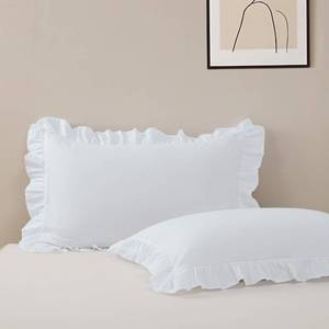 lot 20306 image: Queen Size Pillow Cases Set of 2, 20x30 Envelope Pillow Covers White Ruffled Pillow Shams, Soft Breathable and Non Shrinking Microfiber Pillowcases Lace Pillow Cases