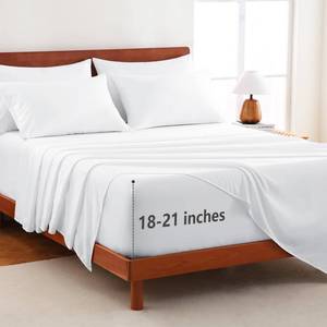 lot 20314 image: CozyLux Extra Deep Pocket Queen Sheet Set - 6 Piece Sheets Queen Size Bed Set - Fits Up to 21 inches Mattresses Queen SheetsBreathable Queen Bed Sheets and Pillowcases - Easy and Secure Fit, White