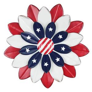 lot 20322 image: hogardeck 4th of July Decorations Outdoor, Red White Blue Metal Flower Wall Art for Fourth of July Decor, 3D Metal Floral Patriotic Decorations for Yard Garden Home Indoor (Minor Cosmetic Damage)