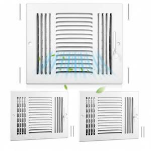 lot 20323 image: Zonon 3 Pcs 8 x 10 Inch Air Ceiling Vent Covers 3 Way Sidewall Wall Ceiling Register Air Conditioner Vent Cover Solid Steel HVAC for Home, Bathroom, Office, Toilet (White)