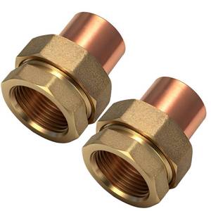 lot 20329 image: Otoolling 2 Pack 1in C x FIP LF Brass Pipe Union Sweat to Male Iron Threaded Copper Fitting for HVAC Hot Cold Water Agricultural Irrigation Building Fire Protection Machine Instrumentation Pump Valve